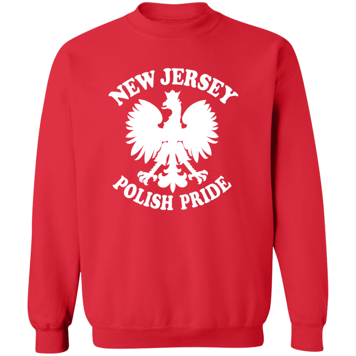 New Jersey Polish Pride Apparel CustomCat G180 Crewneck Pullover Sweatshirt Red S