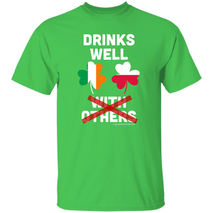 Drinks Well Not With Others - G500 5.3 oz. T-Shirt / Electric Green / S - Polish Shirt Store