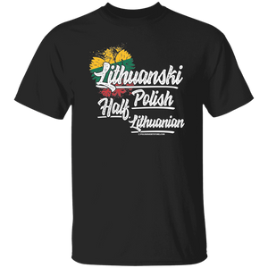 Lithuanski Half Lithuania Half Polish - G500 5.3 oz. T-Shirt / Black / S - Polish Shirt Store