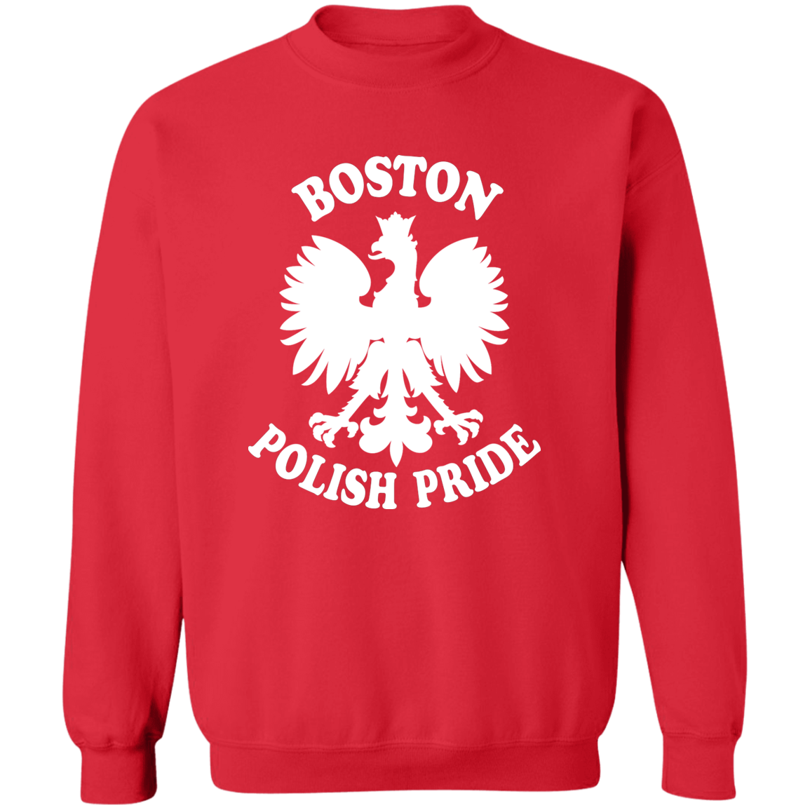 Boston Polish Pride Apparel CustomCat G180 Crewneck Pullover Sweatshirt Red S