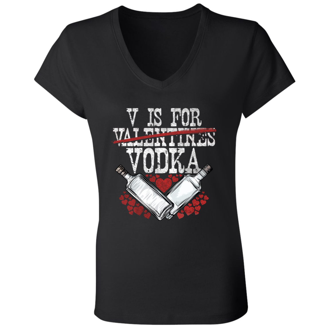 V is for Vodka Apparel CustomCat B6005 Ladies' Jersey V-Neck T-Shirt Black S