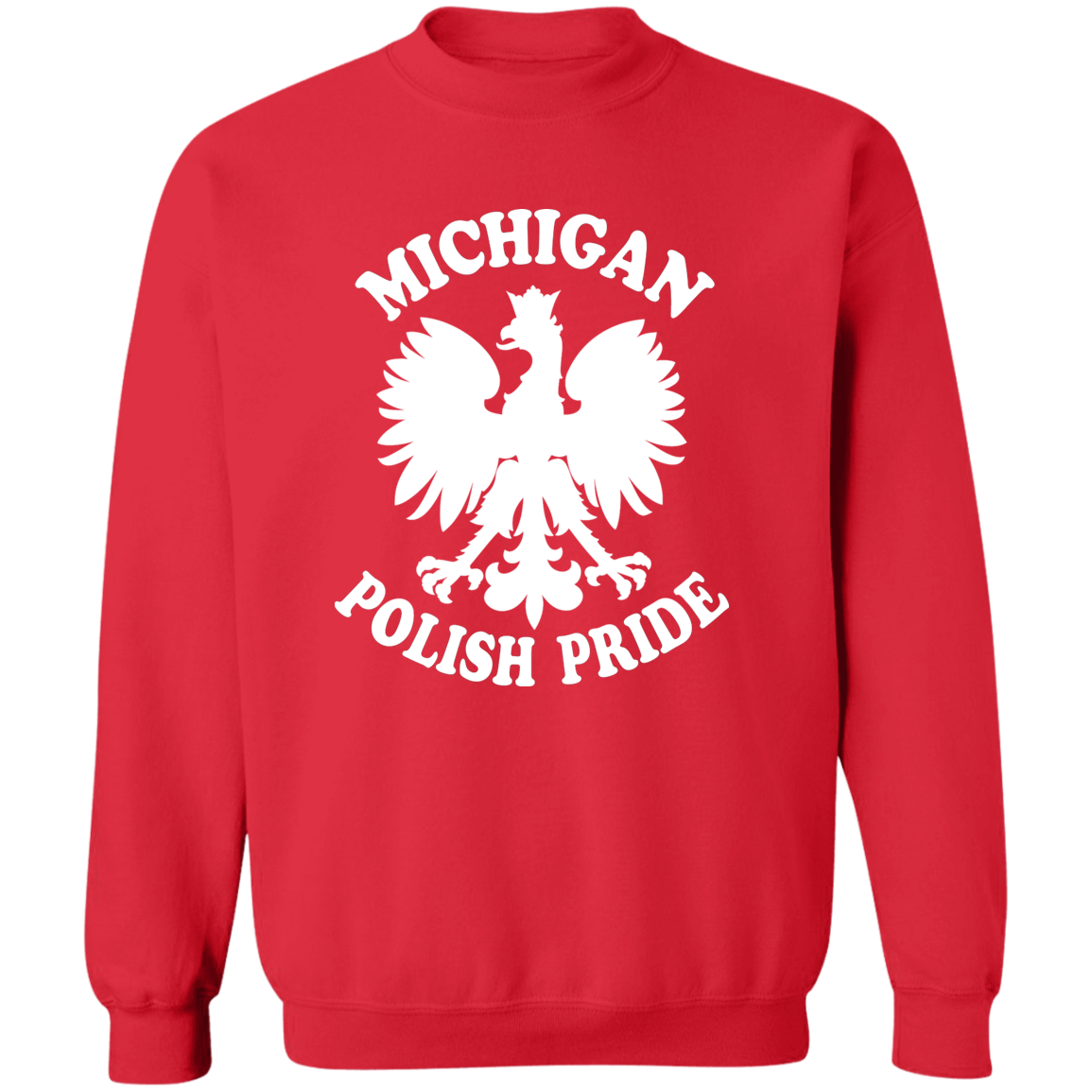 Michigan Polish Pride Apparel CustomCat G180 Crewneck Pullover Sweatshirt Red S