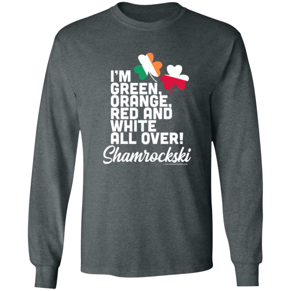 Shamrockski Apparel CustomCat G540 LS T-Shirt Dark Heather S