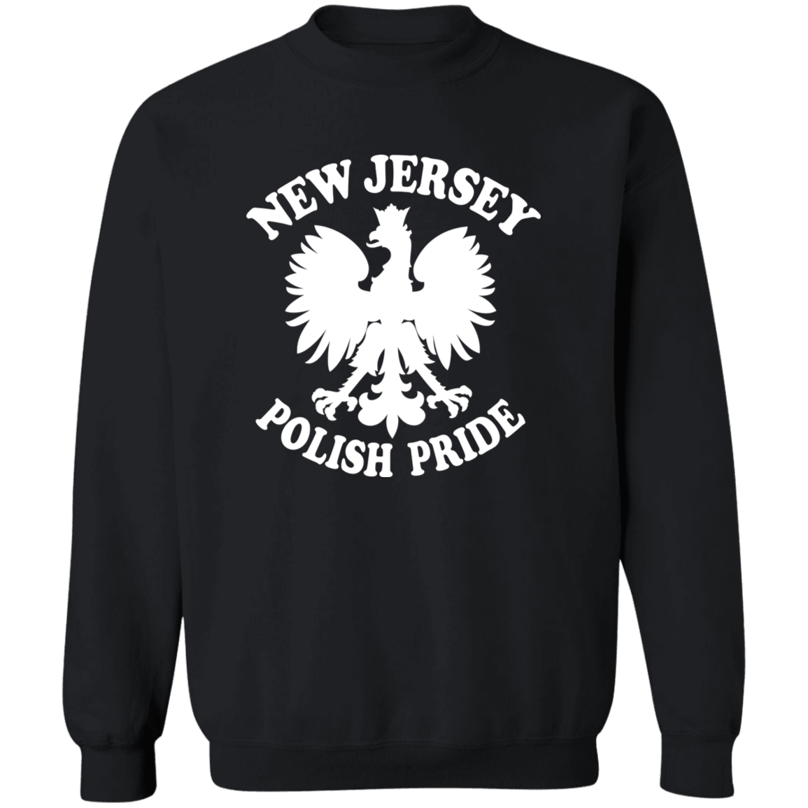 New Jersey Polish Pride Apparel CustomCat G180 Crewneck Pullover Sweatshirt Black S