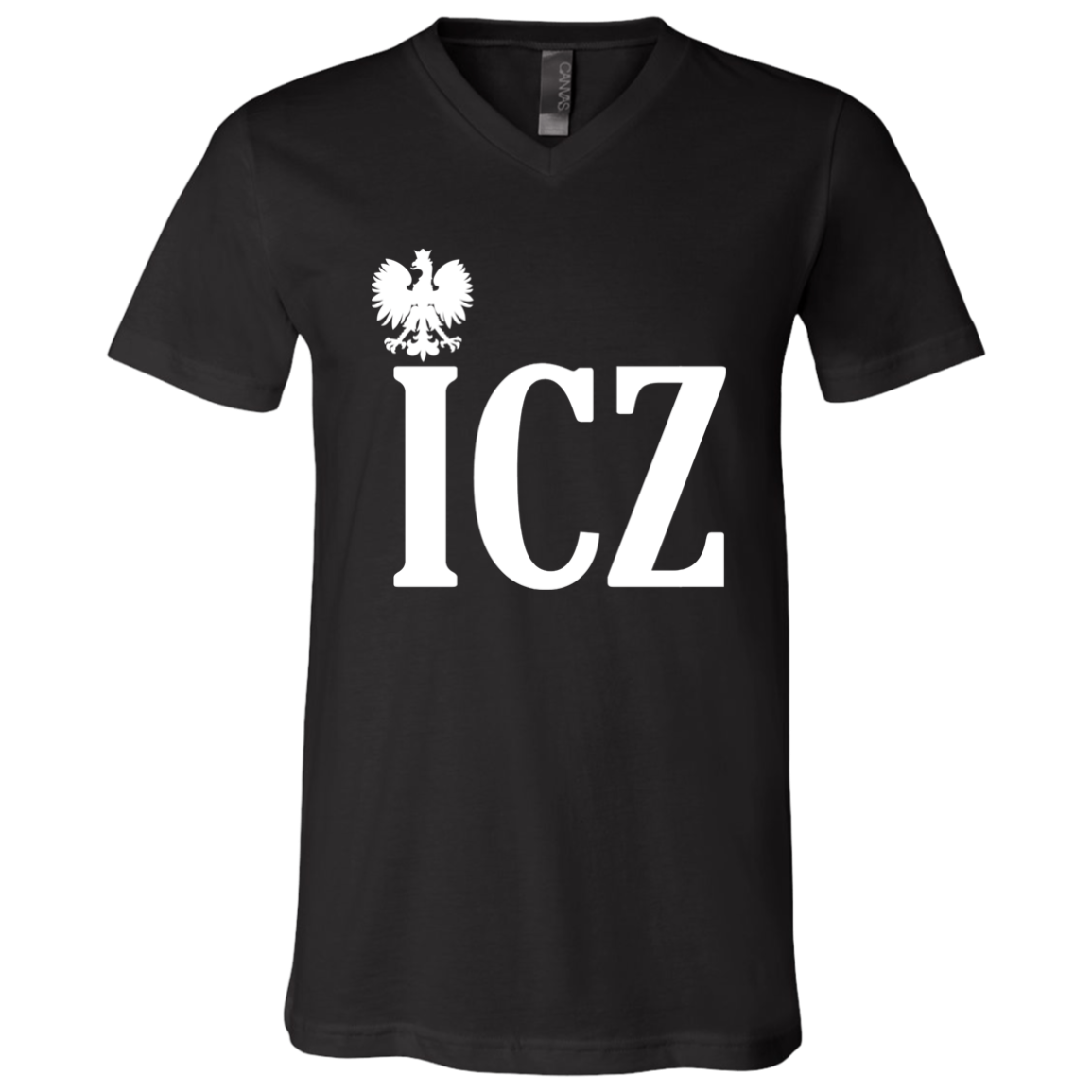 ICZ Polish Surname Ending Apparel CustomCat 3005 Unisex Jersey SS V-Neck T-Shirt Black X-Small