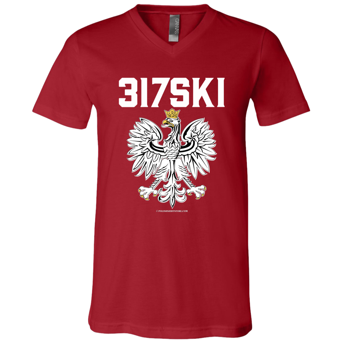 317SKI Apparel CustomCat 3005 Unisex Jersey SS V-Neck T-Shirt Canvas Red X-Small
