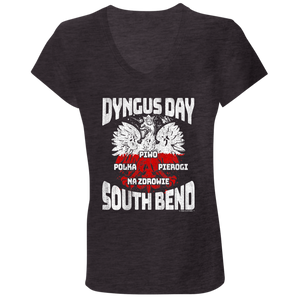 Dyngus Day South Bend - B6005 Ladies' Jersey V-Neck T-Shirt / Dark Grey Heather / S - Polish Shirt Store