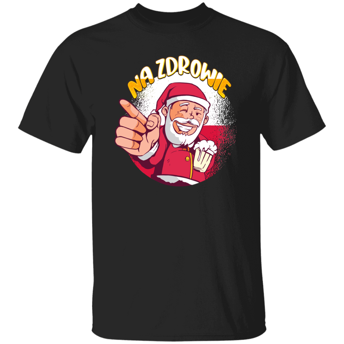 Na Zdrowie  Santa Apparel CustomCat G500 5.3 oz. T-Shirt Black S