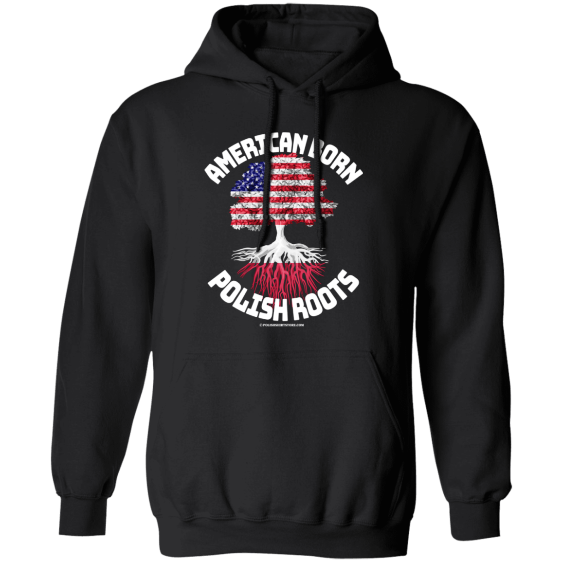 American Born Polish Roots Apparel CustomCat G185 Pullover Hoodie Black S
