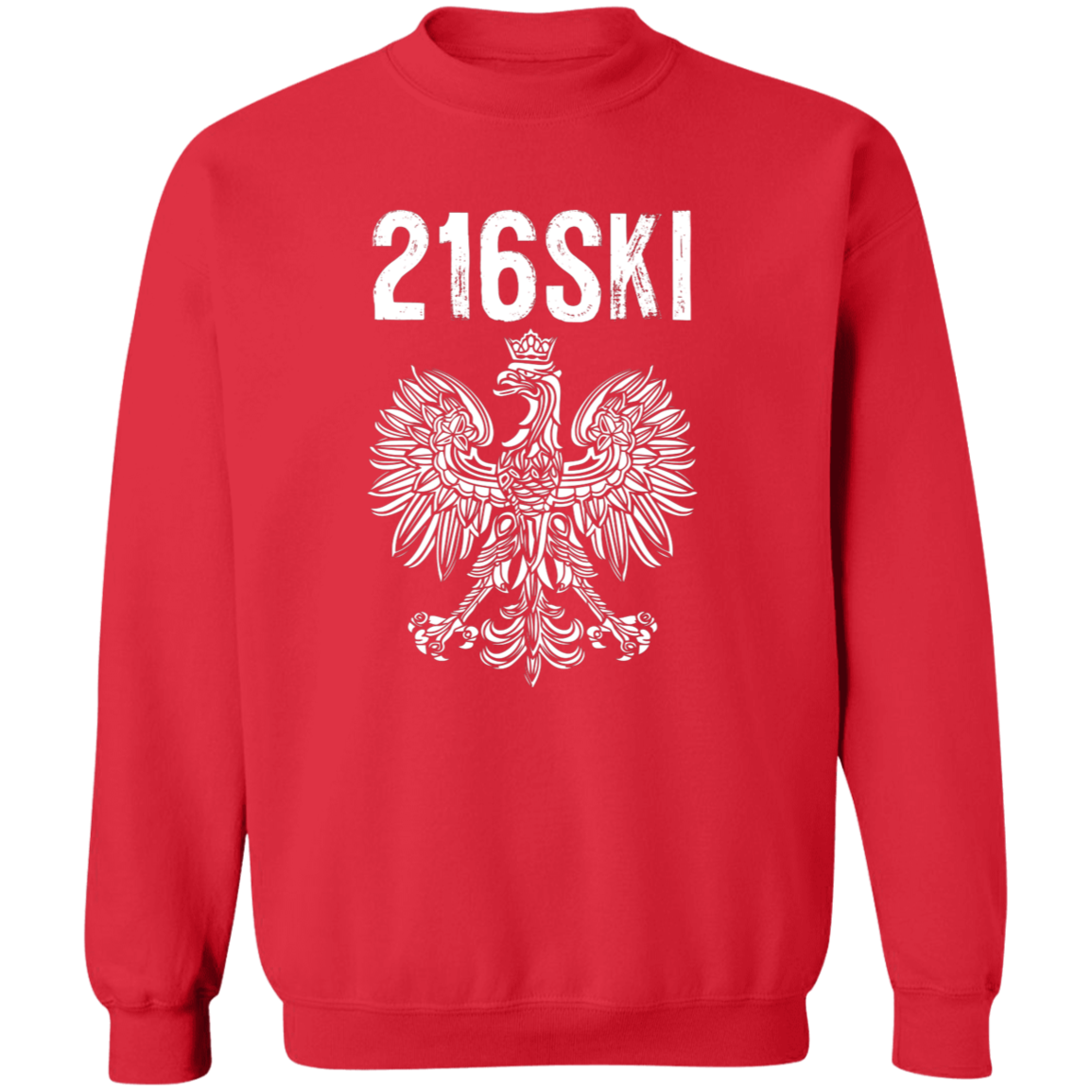 216SKI Cleveland Ohio Polish Pride Apparel CustomCat G180 Crewneck Pullover Sweatshirt Red S