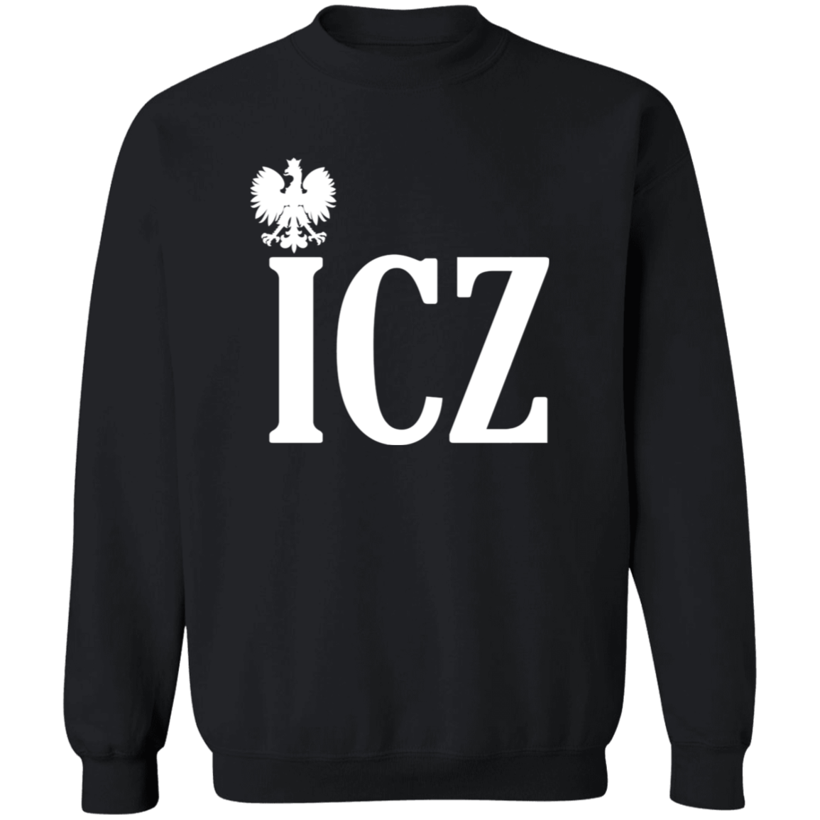 ICZ Polish Surname Ending Apparel CustomCat G180 Crewneck Pullover Sweatshirt Black S