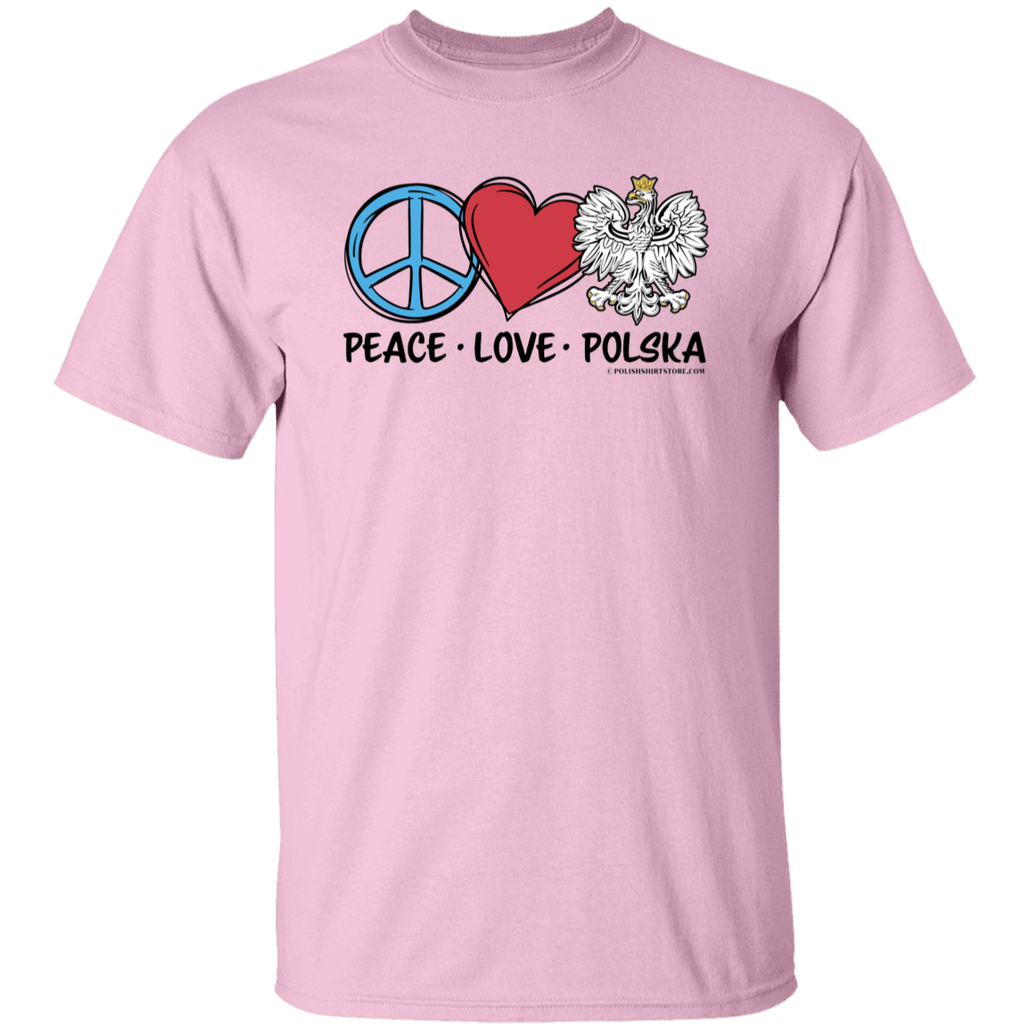 Peace Love Polska T-Shirts CustomCat Light Pink S 