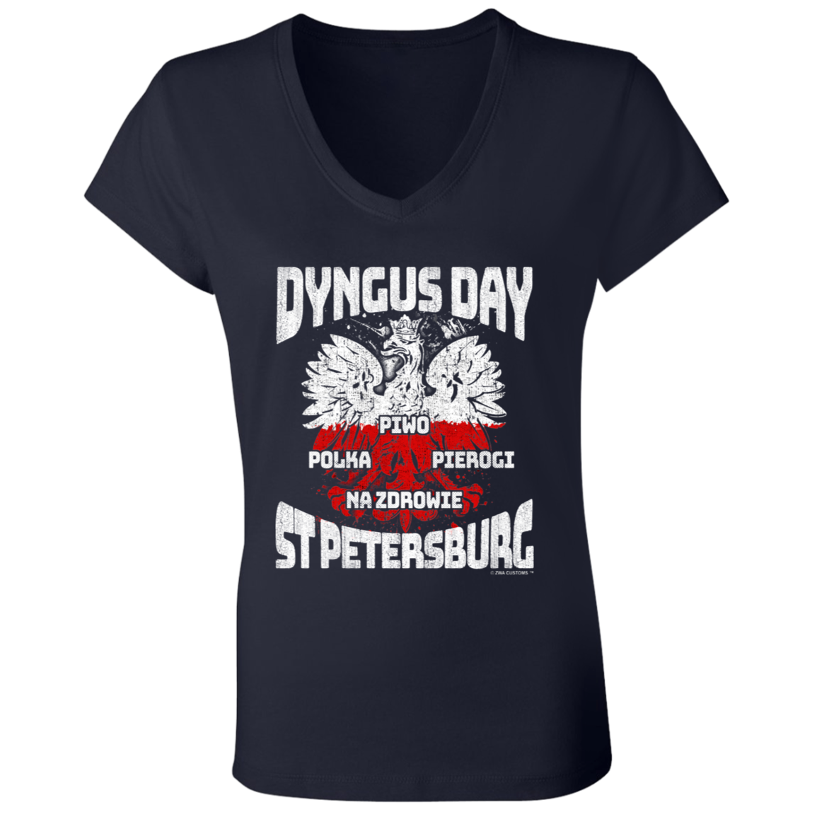 Dyngus Day St Petersburg Apparel CustomCat B6005 Ladies' Jersey V-Neck T-Shirt Navy S