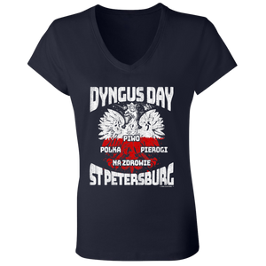 Dyngus Day St Petersburg - B6005 Ladies' Jersey V-Neck T-Shirt / Navy / S - Polish Shirt Store