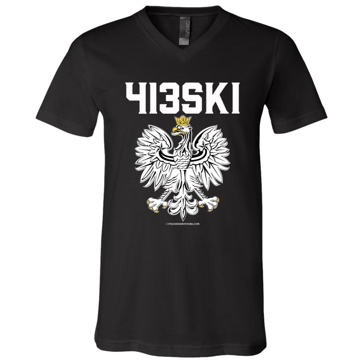 413SKI Apparel CustomCat 3005 Unisex Jersey SS V-Neck T-Shirt Black X-Small