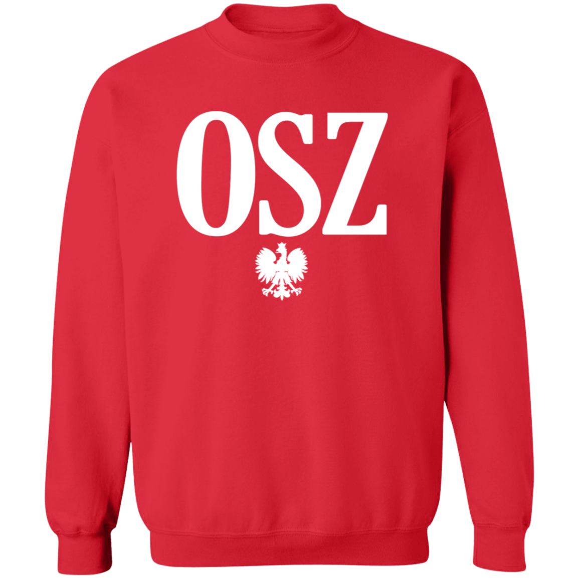 OSZ Polish Surname Ending Apparel CustomCat G180 Crewneck Pullover Sweatshirt Red S