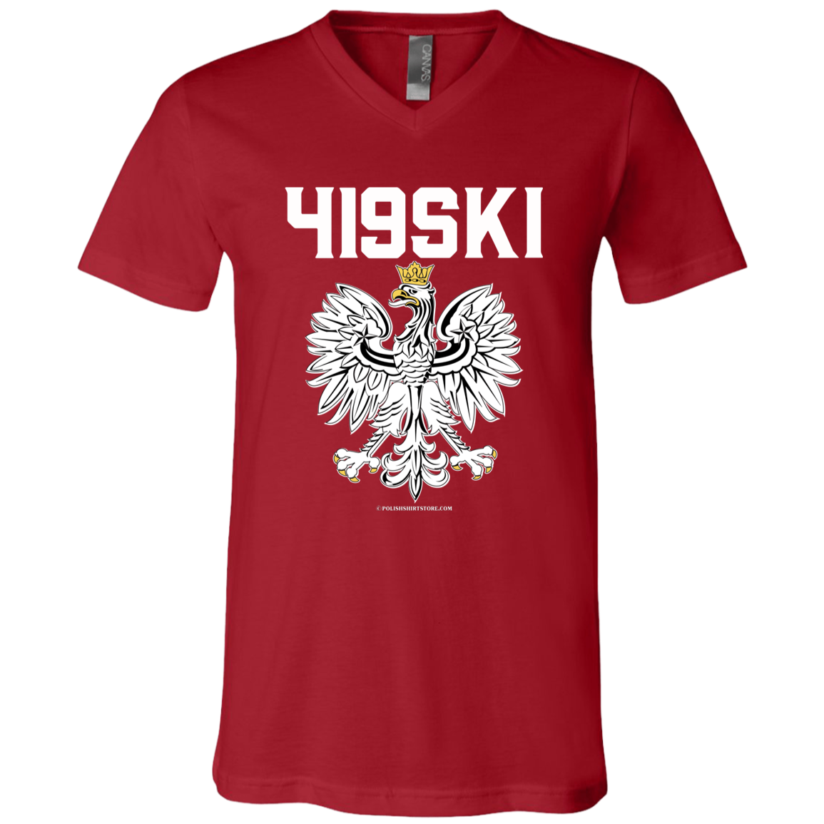 419SKI Apparel CustomCat 3005 Unisex Jersey SS V-Neck T-Shirt Canvas Red X-Small