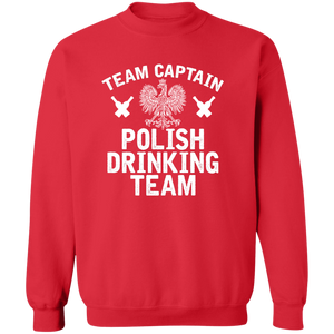 Team Captain Polish Drinking Team - G180 Crewneck Pullover Sweatshirt / Red / S - Polish Shirt Store
