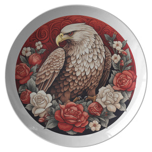 Eagle With Red & White Roses Plate -  - Polish Shirt Store