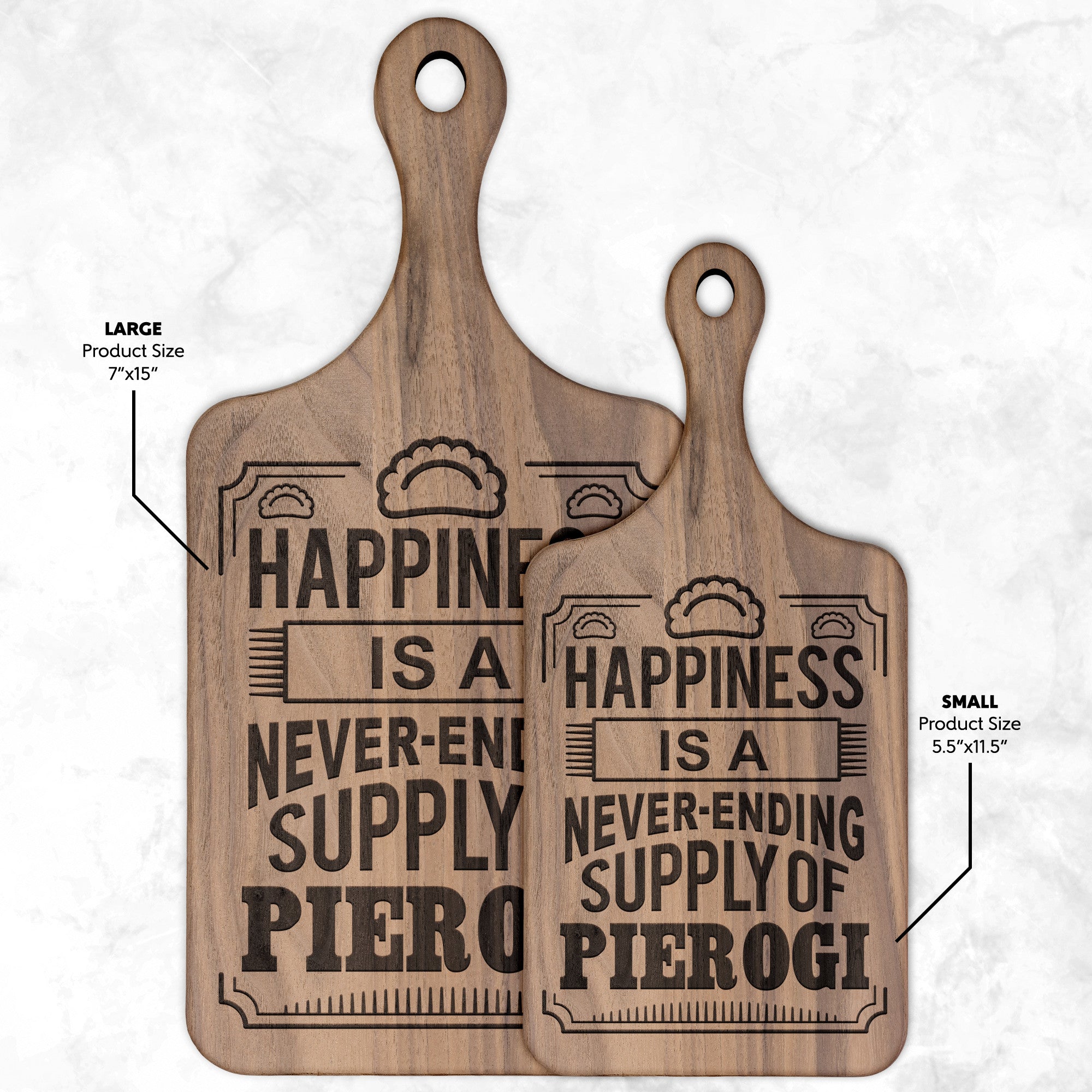 Happiness Is A Never Ending Supply Of Pierogi Hardwood Paddle Cutting Board Kitchenware teelaunch   