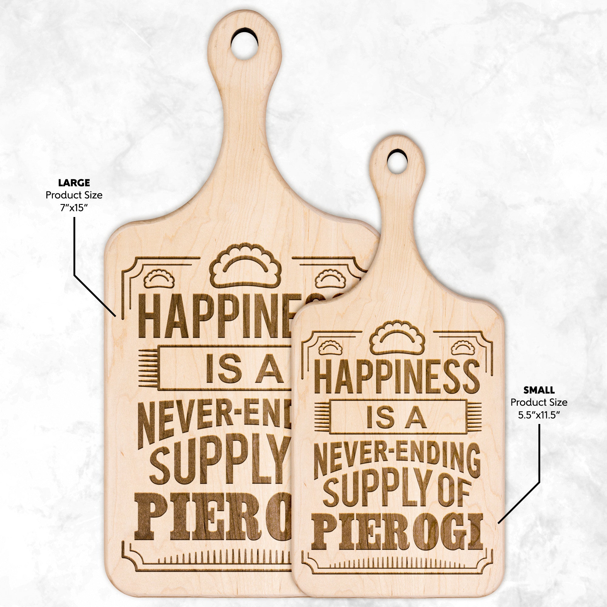 Happiness Is A Never Ending Supply Of Pierogi Hardwood Paddle Cutting Board Kitchenware teelaunch   