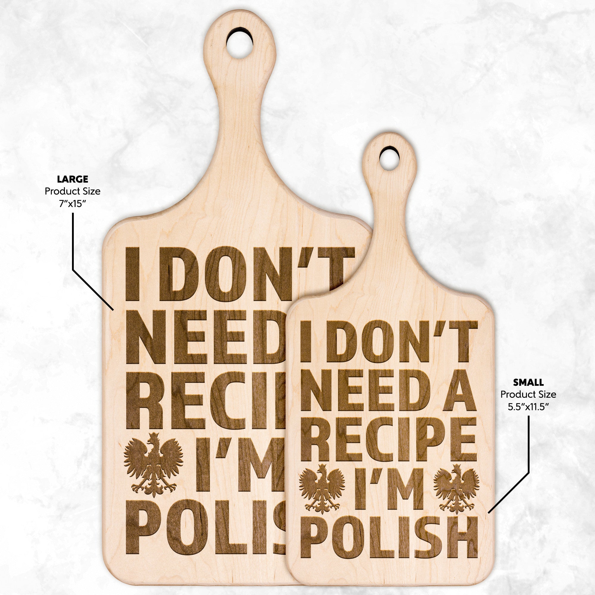 I Don't Need A Recipe I'm Polish Hardwood Paddle Cutting Board Kitchenware teelaunch Small Maple 