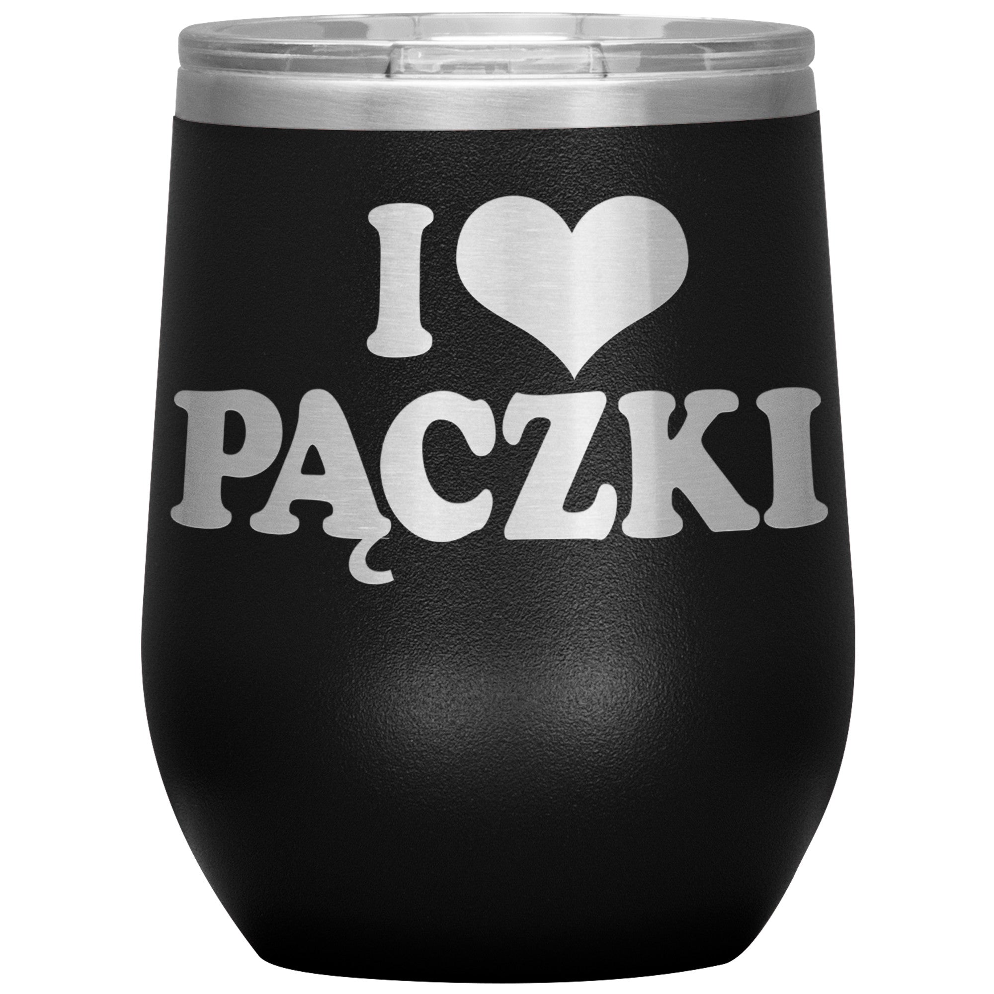 I Love Paczki Insulated Wine Tumbler Tumblers teelaunch Black  