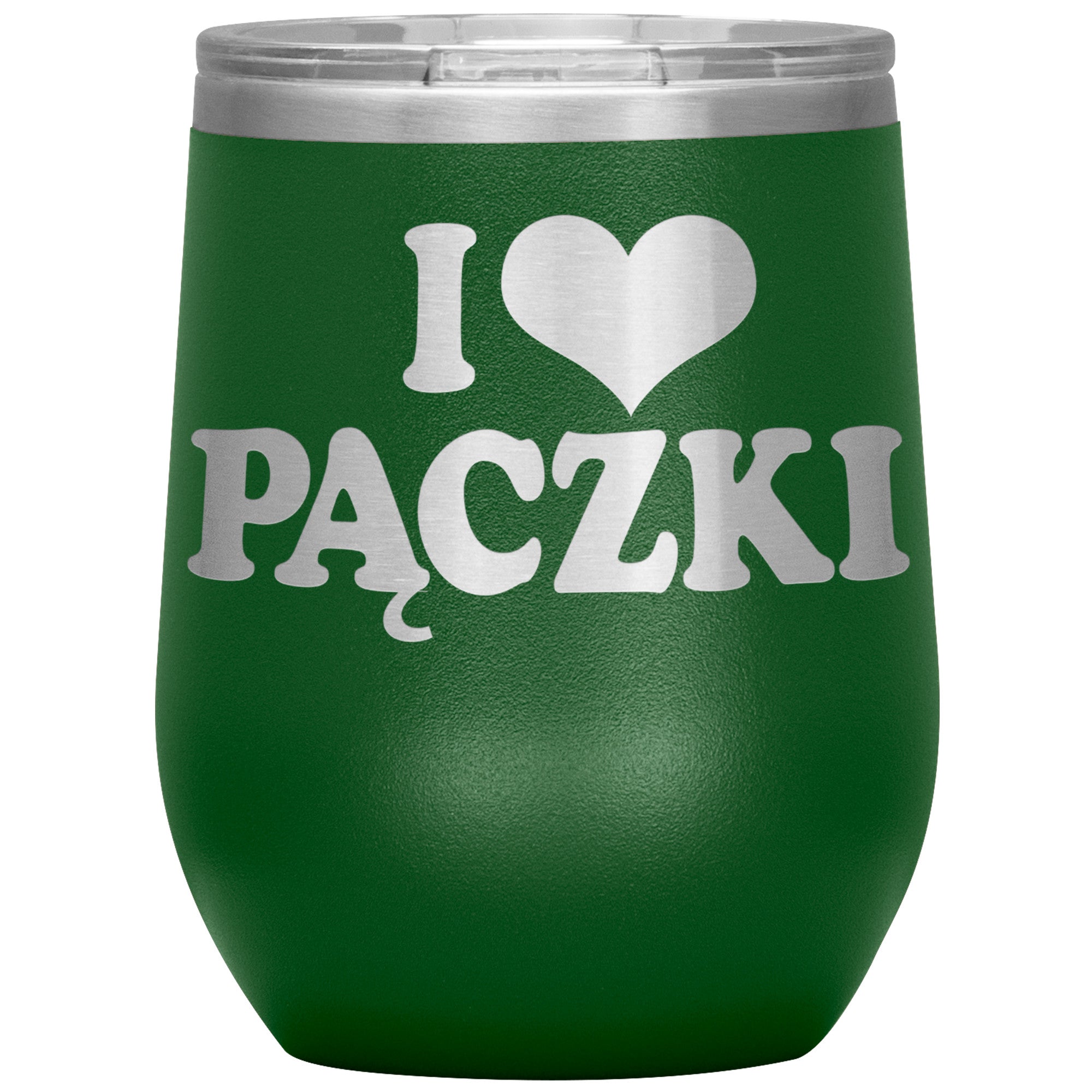 I Love Paczki Insulated Wine Tumbler Tumblers teelaunch Green  