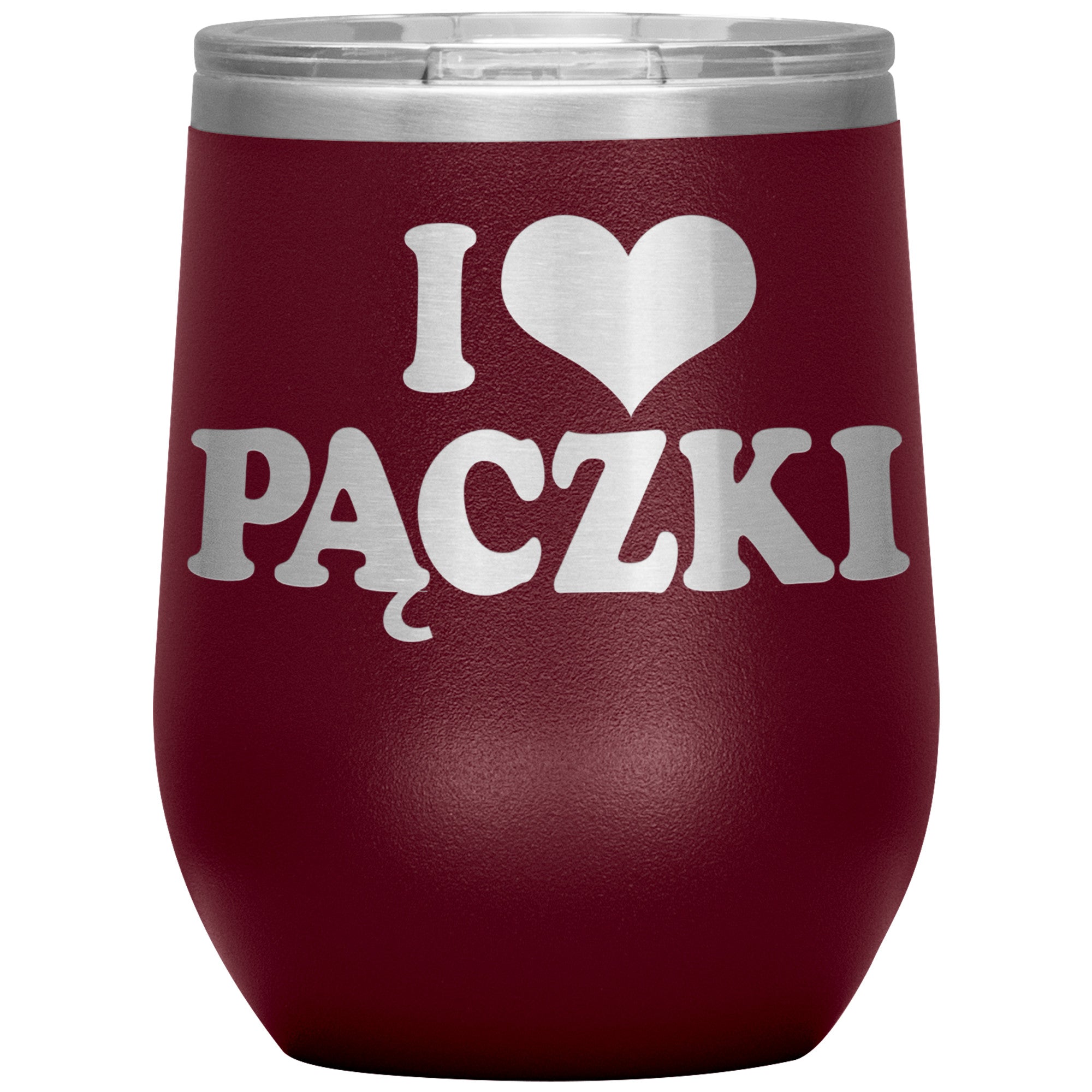 I Love Paczki Insulated Wine Tumbler Tumblers teelaunch Maroon  