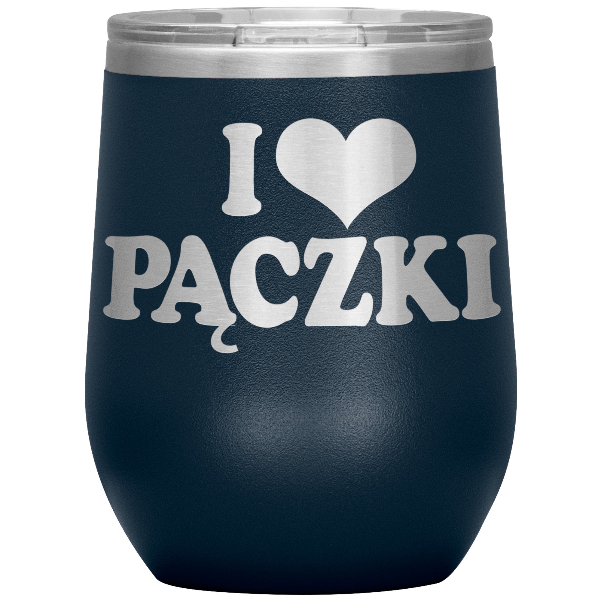I Love Paczki Insulated Wine Tumbler Tumblers teelaunch Navy  