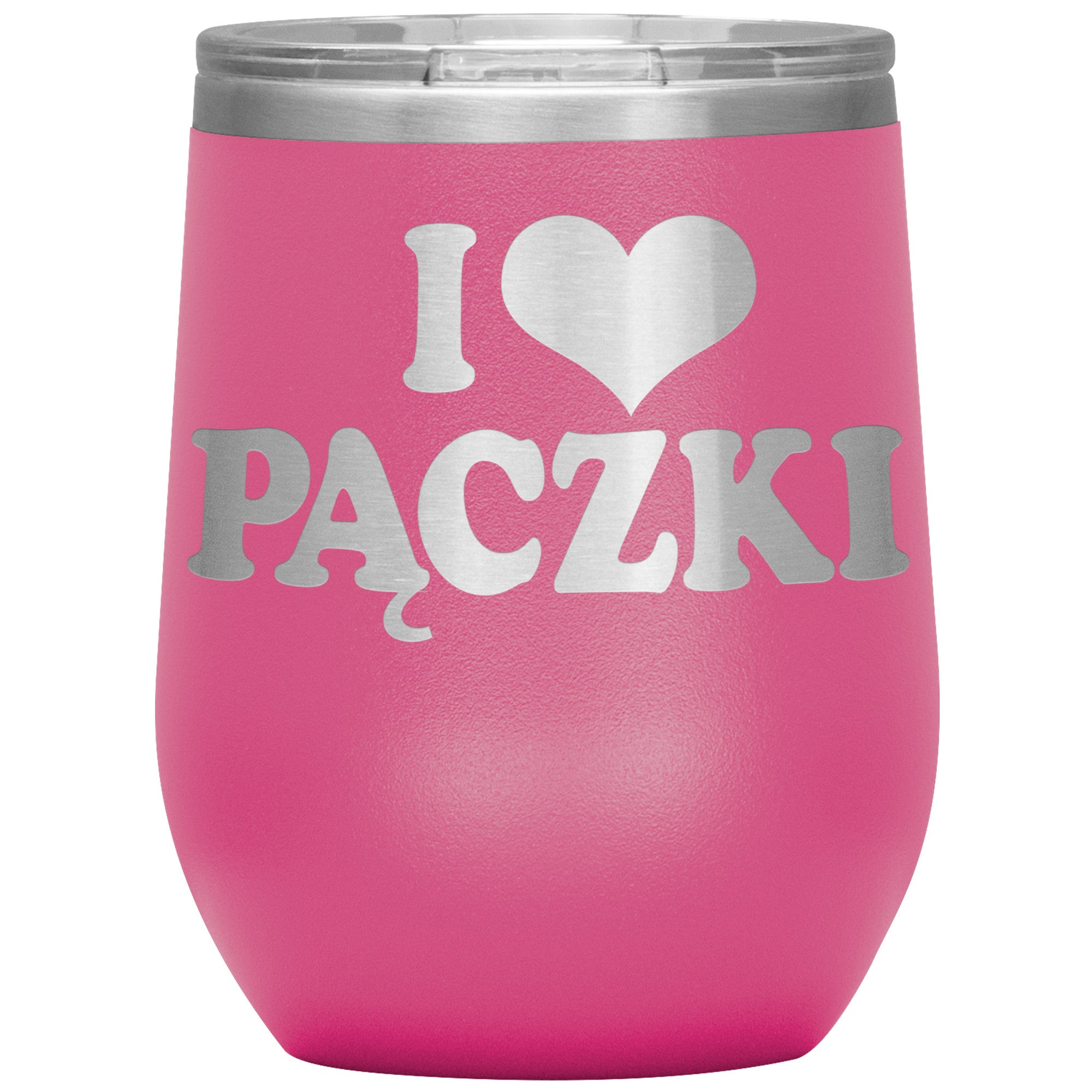I Love Paczki Insulated Wine Tumbler Tumblers teelaunch Pink  