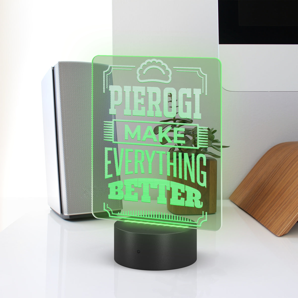 Pierogi Make Everything Better Rectangle Acrylic LED Sign LED Signs teelaunch   