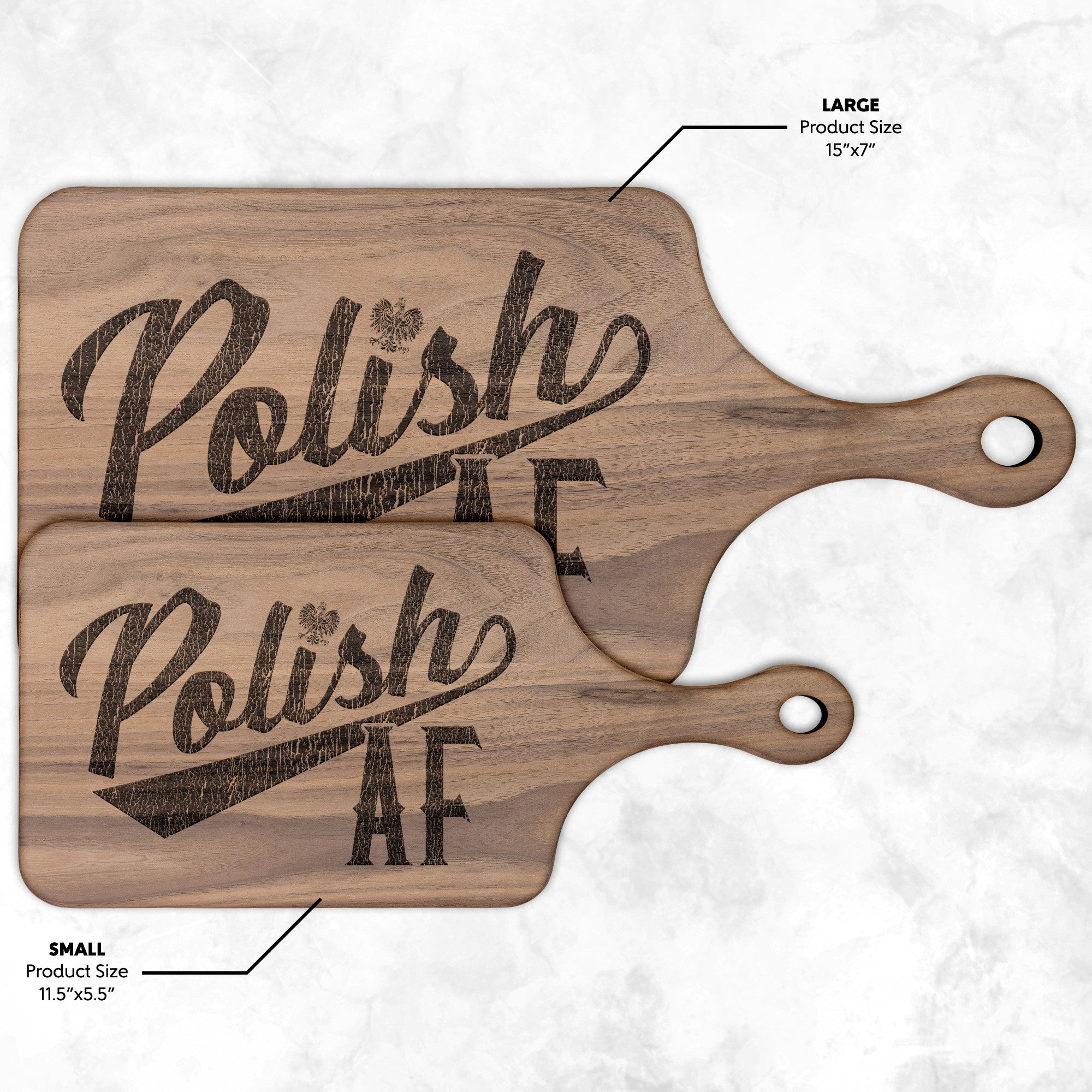 Polish AF Hardwood Paddle Cutting Board Kitchenware teelaunch Small Walnut 