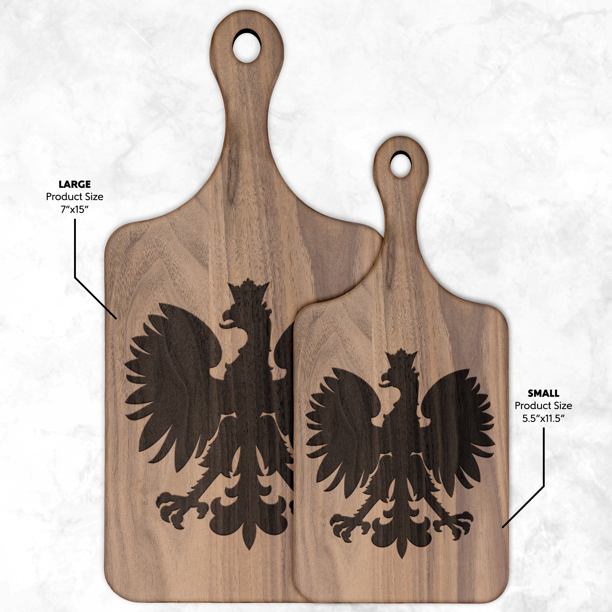 Polish Eagle Hardwood Paddle Cutting Board Kitchenware teelaunch Small Walnut 