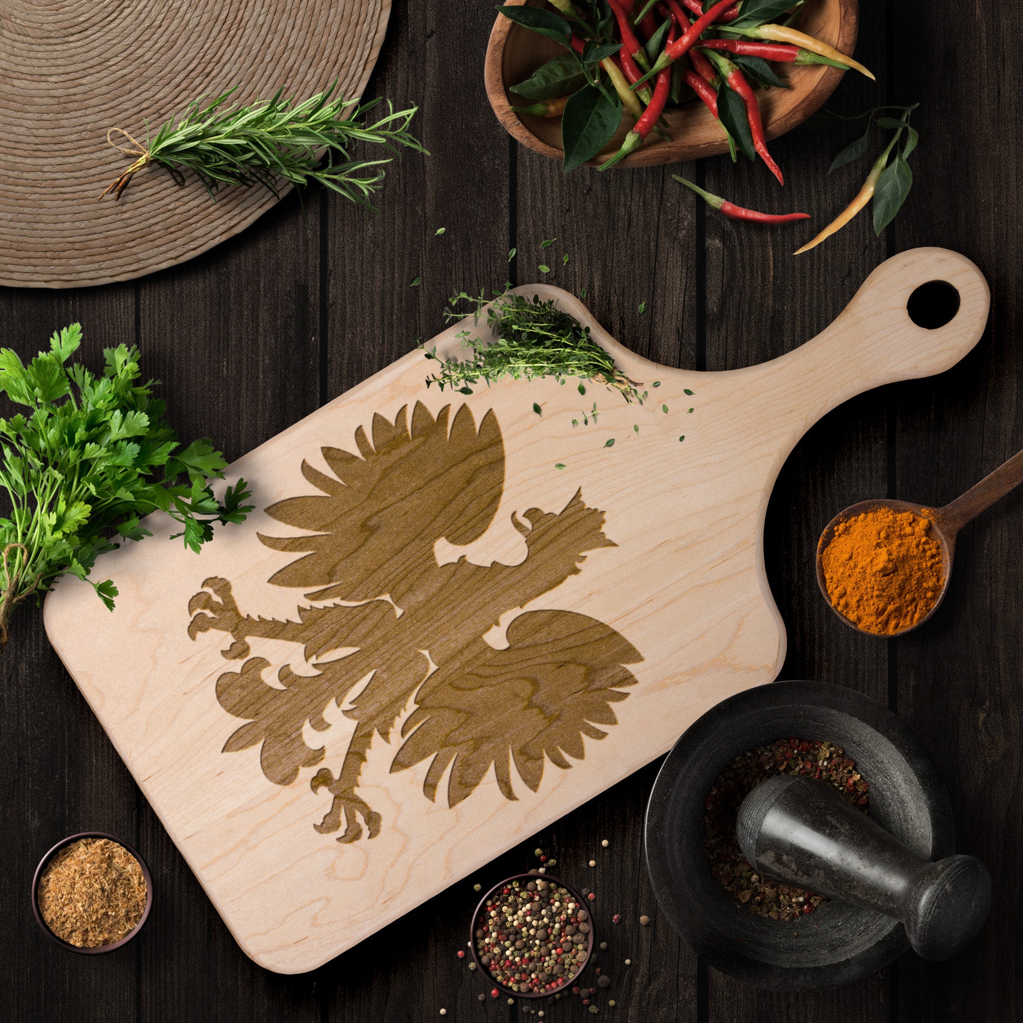 Polish Eagle Hardwood Paddle Cutting Board Kitchenware teelaunch   