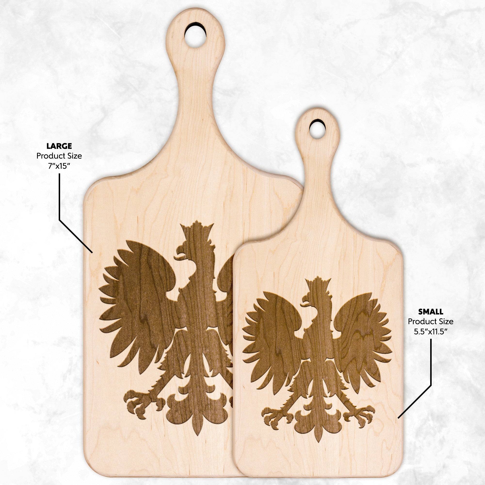 Polish Eagle Hardwood Paddle Cutting Board Kitchenware teelaunch Small Maple 