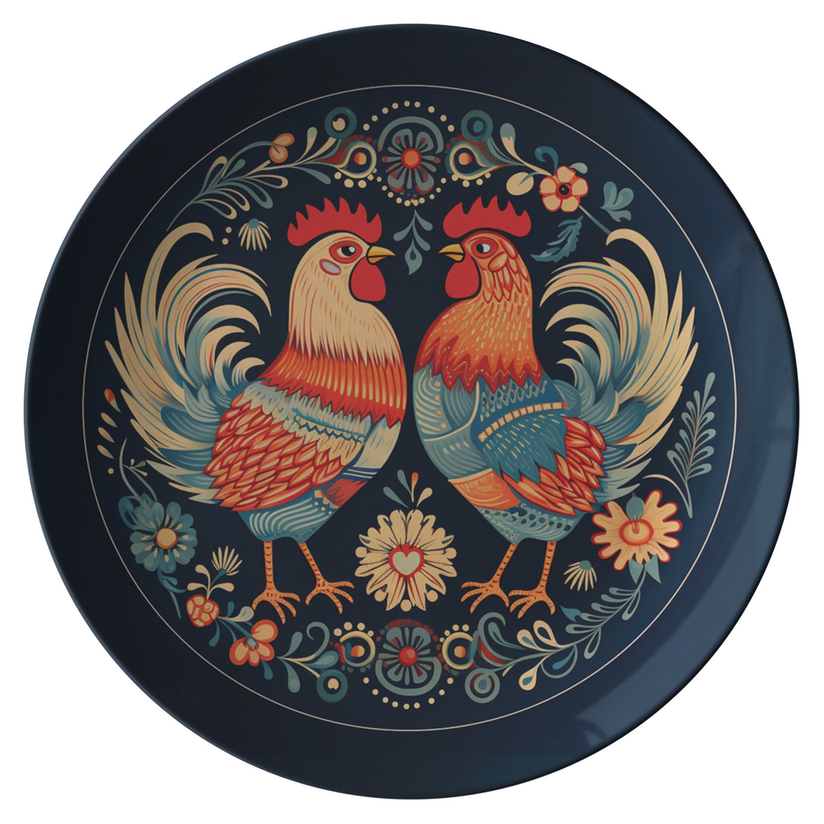 Polish Folk Art Two Chickens Pattern Kitchenware teelaunch   
