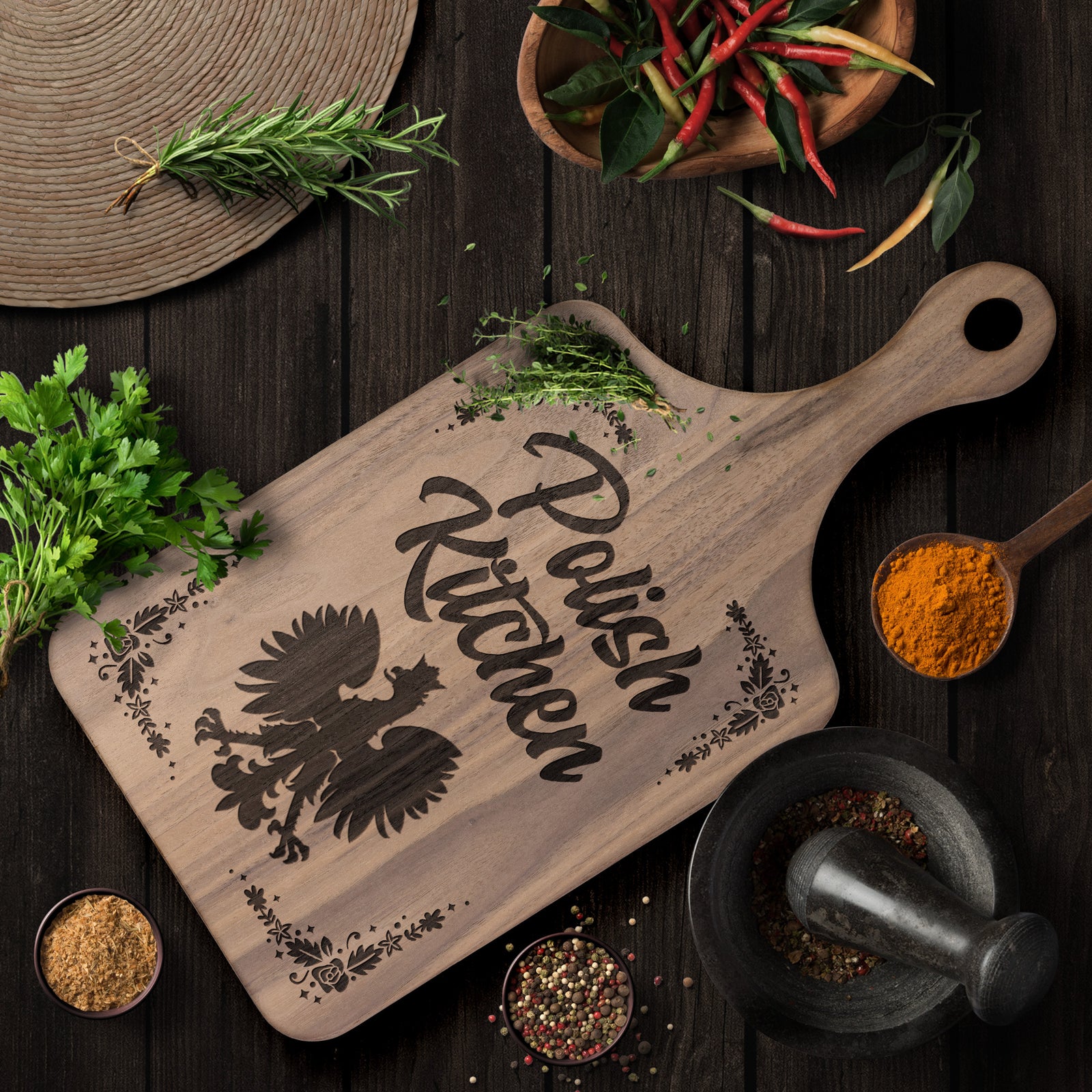 Polish Kitchen Hardwood Paddle Cutting Board Kitchenware teelaunch   