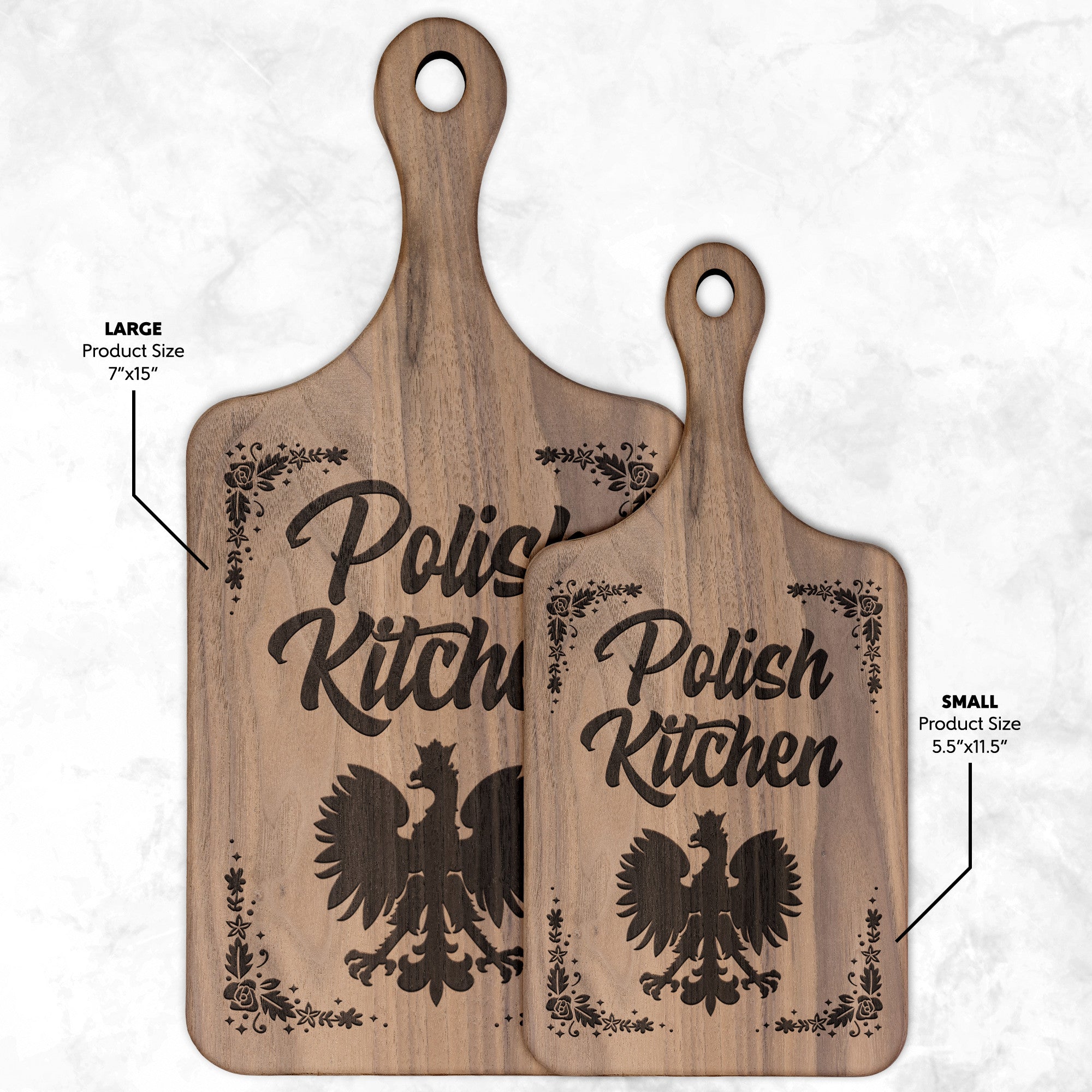 Polish Kitchen Hardwood Paddle Cutting Board Kitchenware teelaunch Small Walnut 