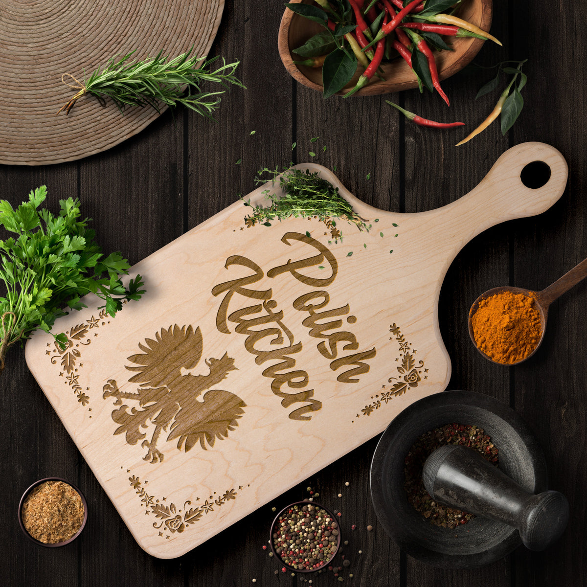 Polish Kitchen Hardwood Paddle Cutting Board Kitchenware teelaunch   