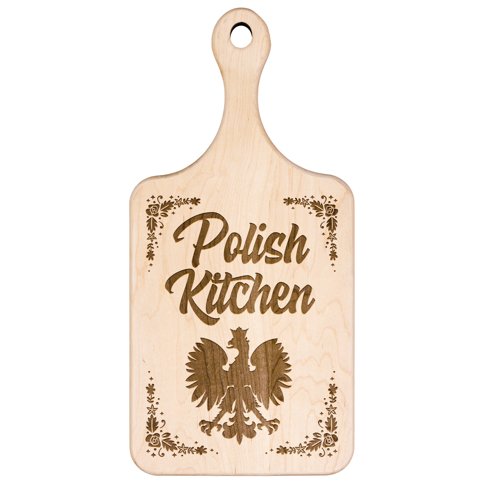 Polish Kitchen Hardwood Paddle Cutting Board Kitchenware teelaunch Small Maple 