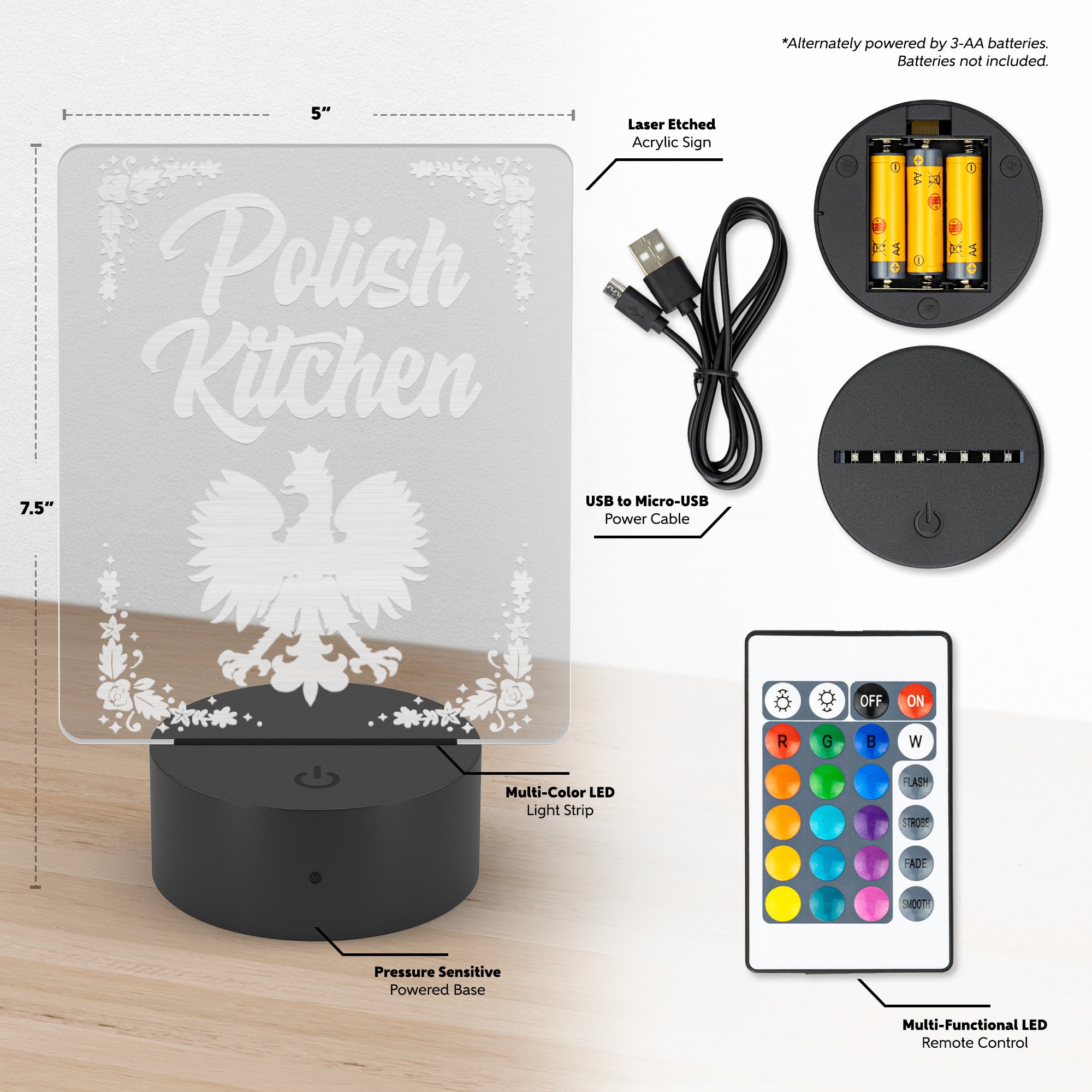Polish Kitchen Rectangle Acrylic LED Sign LED Signs teelaunch   