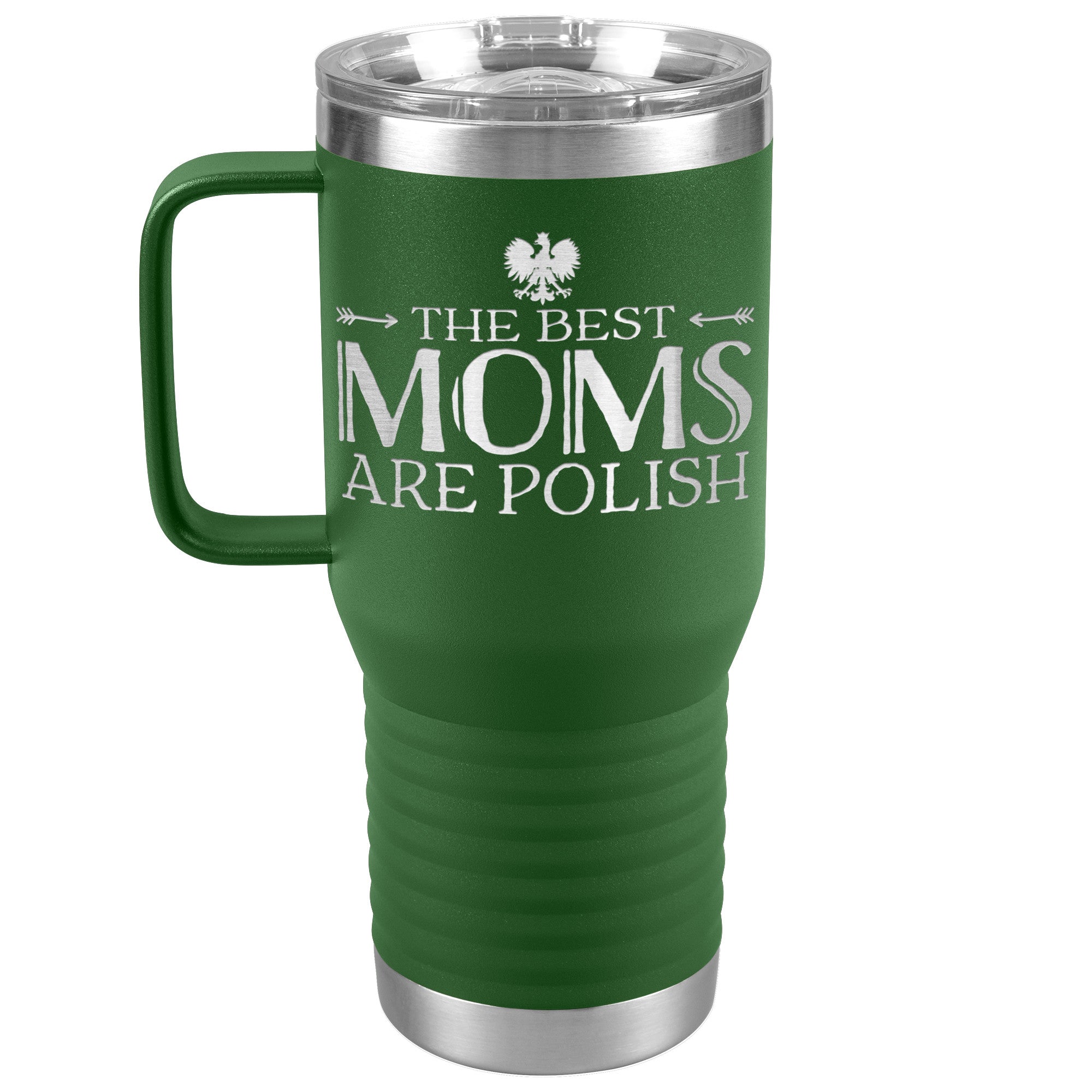 Polish Mom Travel Tumbler Tumblers teelaunch Green  