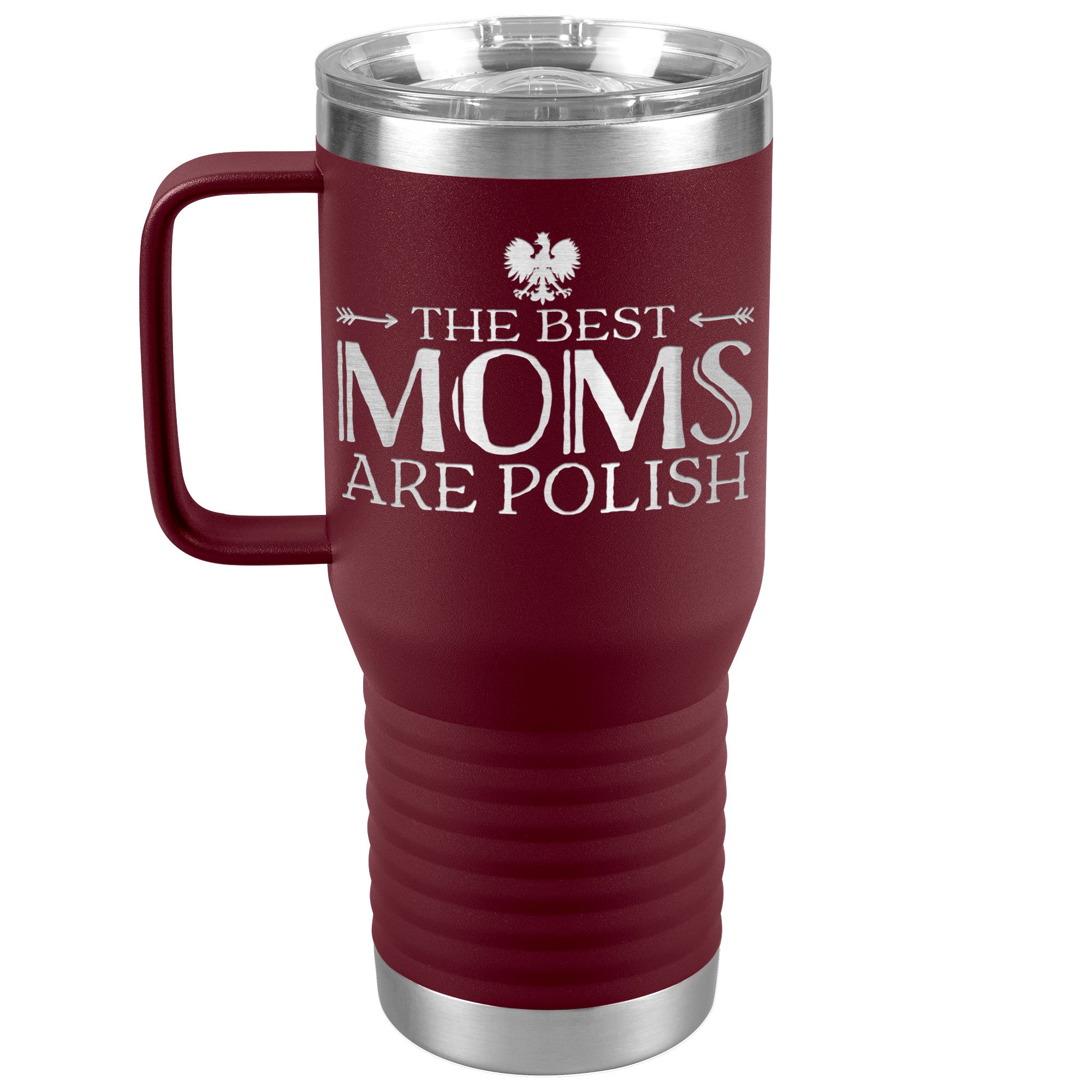 Polish Mom Travel Tumbler Tumblers teelaunch Maroon  
