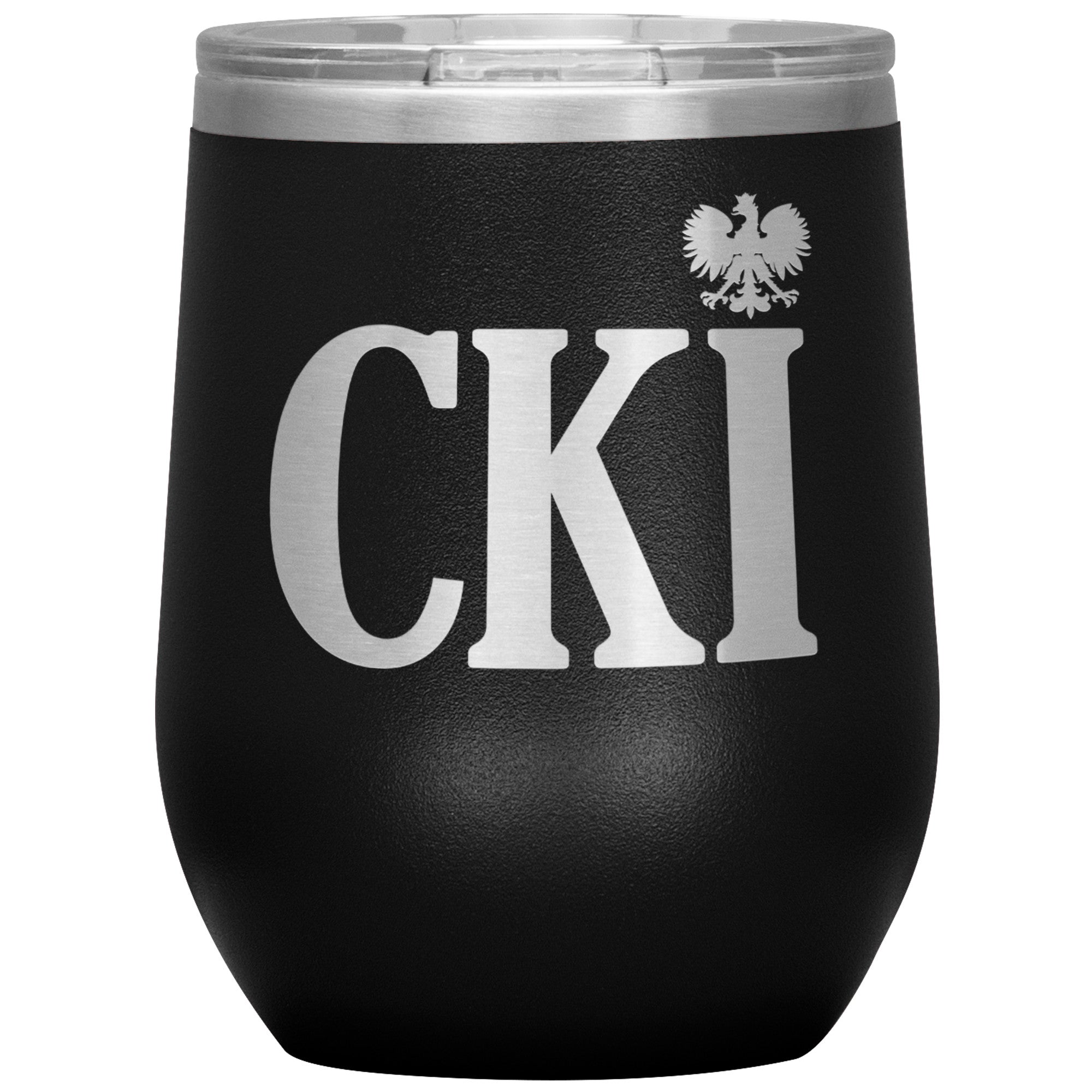 Polish Surname Ending in CKI Insulated Wine Tumbler Tumblers teelaunch Black  