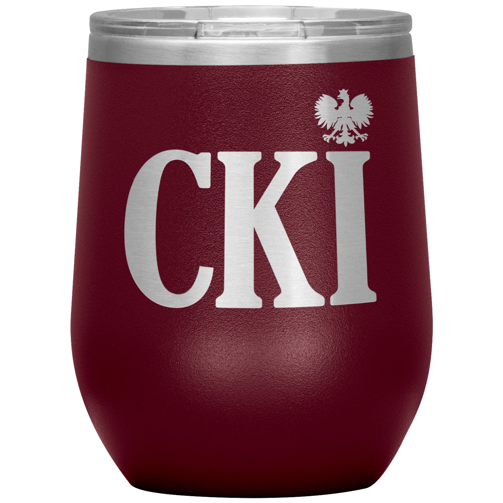 Polish Surname Ending in CKI Insulated Wine Tumbler Tumblers teelaunch Maroon  