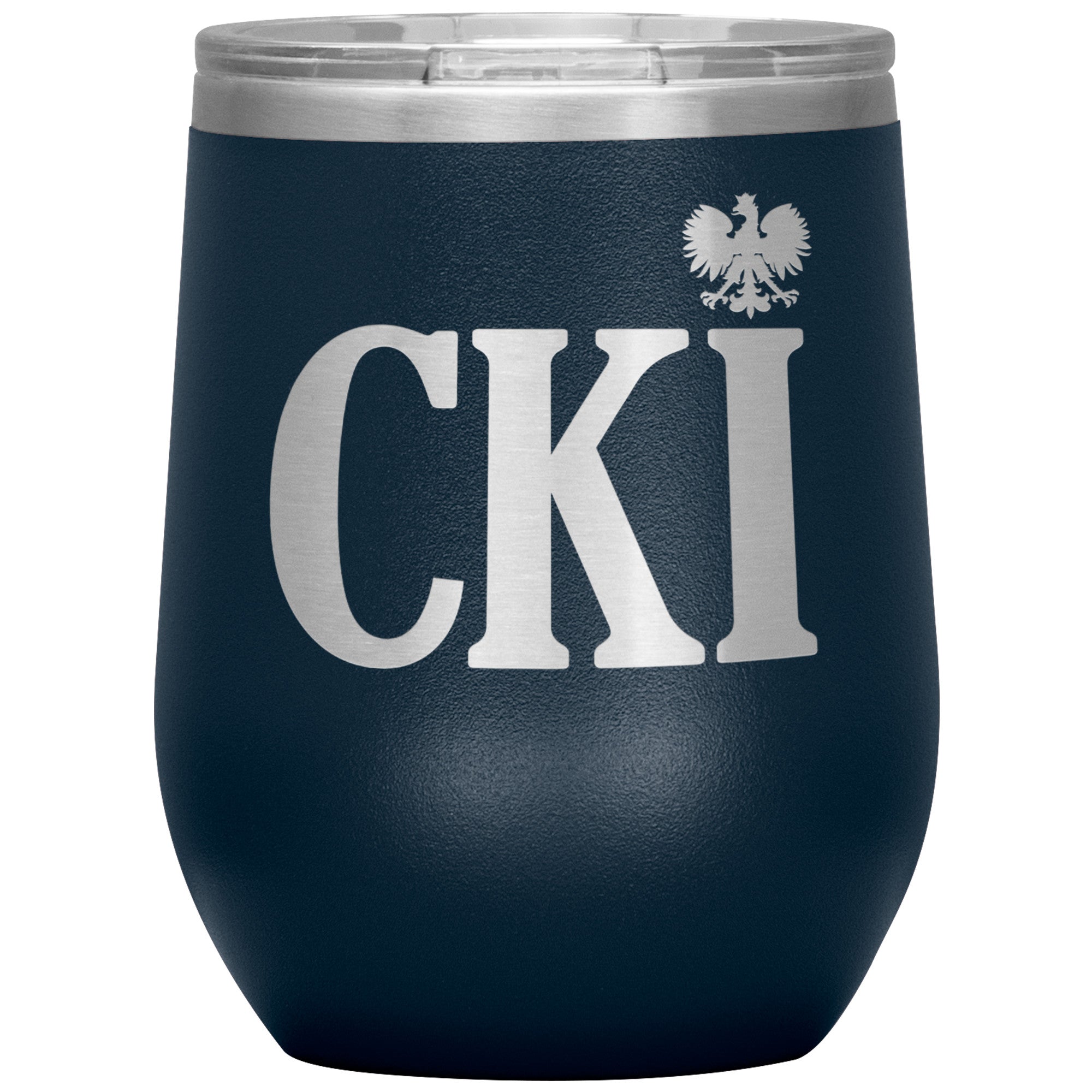 Polish Surname Ending in CKI Insulated Wine Tumbler Tumblers teelaunch Navy  