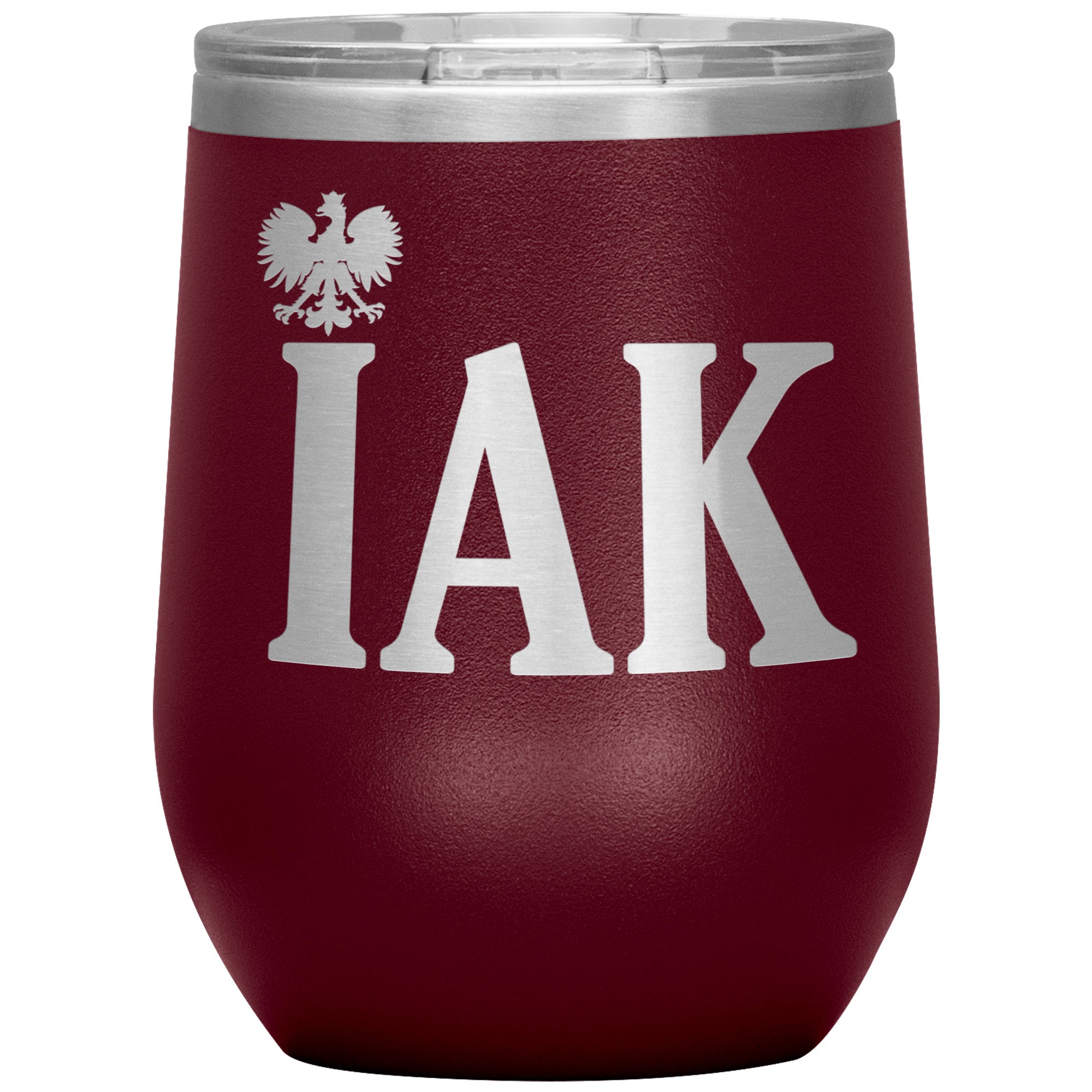 Polish Surname Ending in IAK Insulated Wine Tumbler Tumblers teelaunch Maroon  