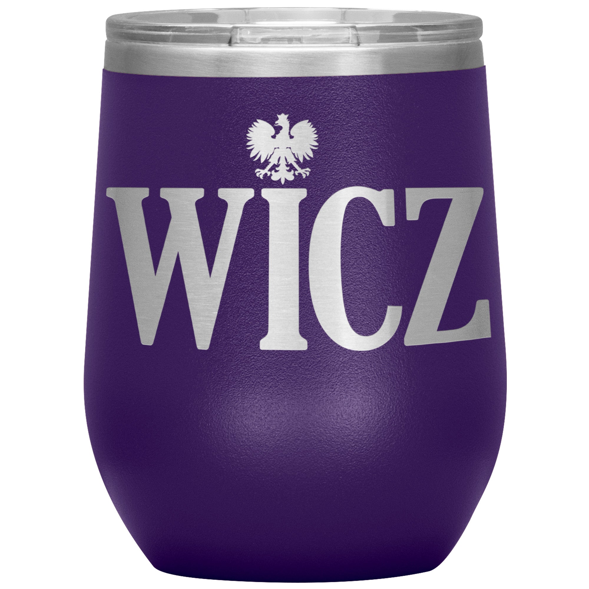 Polish Surname Ending in WICZ Insulated Wine Tumbler Tumblers teelaunch Purple  