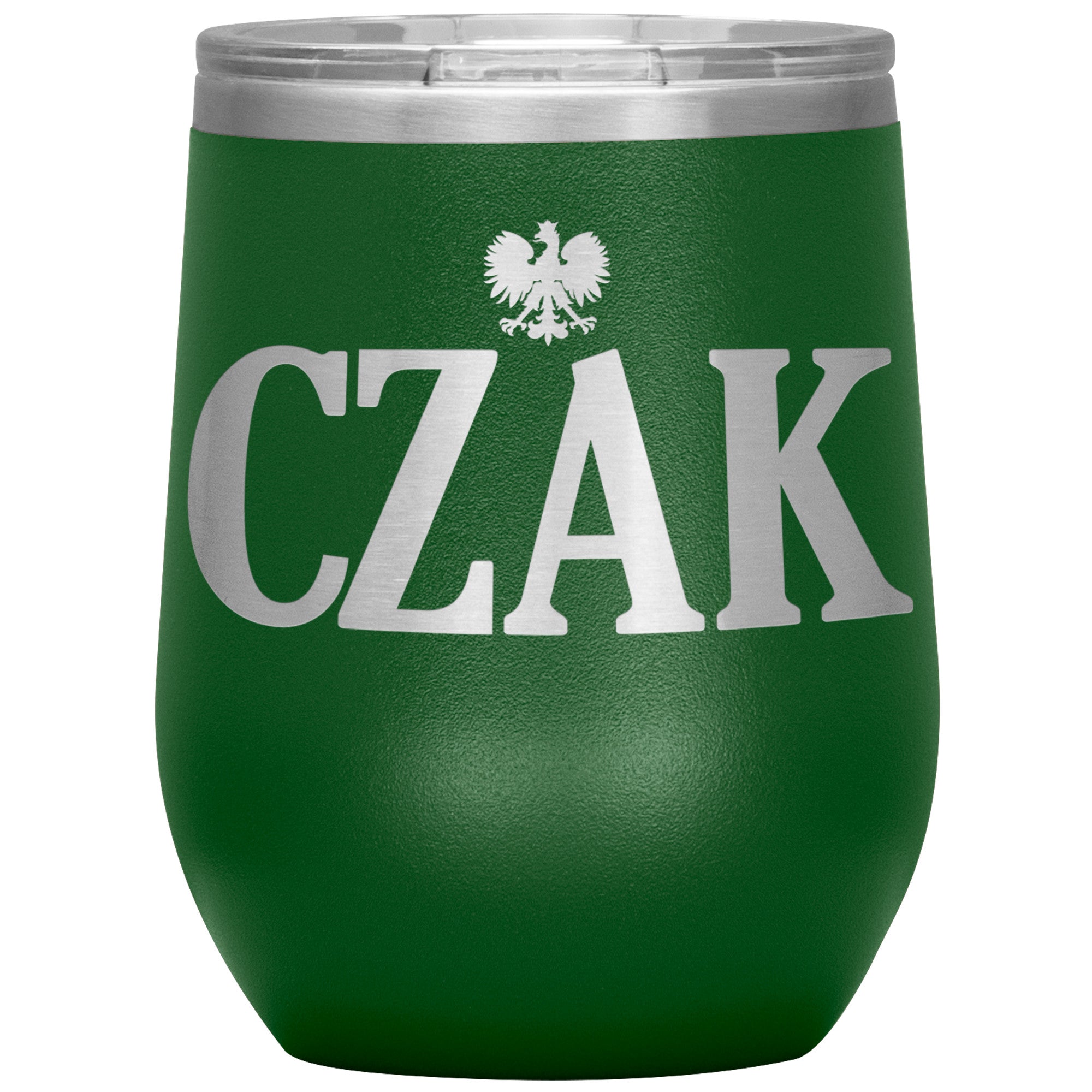 Polish Surnames Ending In CZAK Insulated Wine Tumbler Tumblers teelaunch Green  